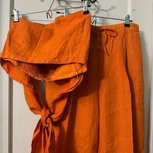 Orange Linen Two-Piece Set